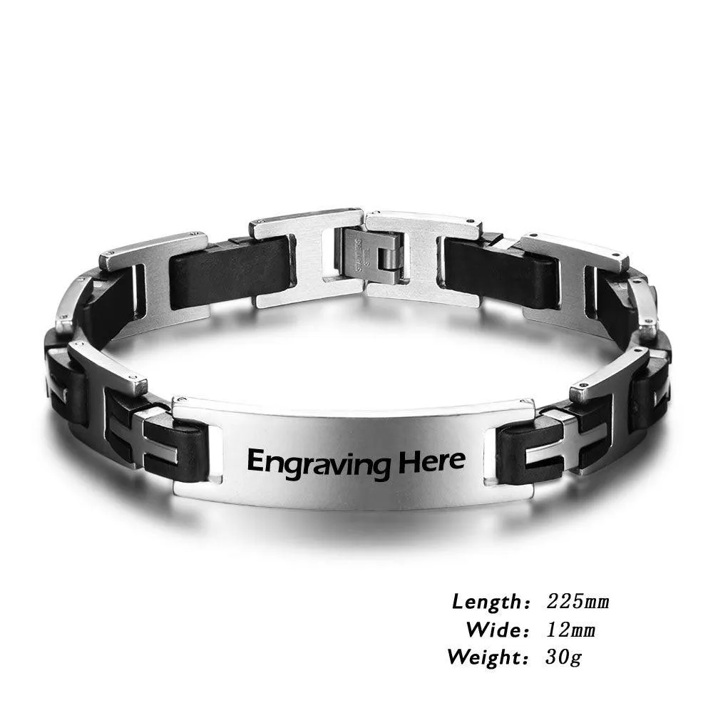 Personalized Stainless Steel Bracelet For Men - Fashion Jewelry For Men - Biker Chain Design Bracelet For Men