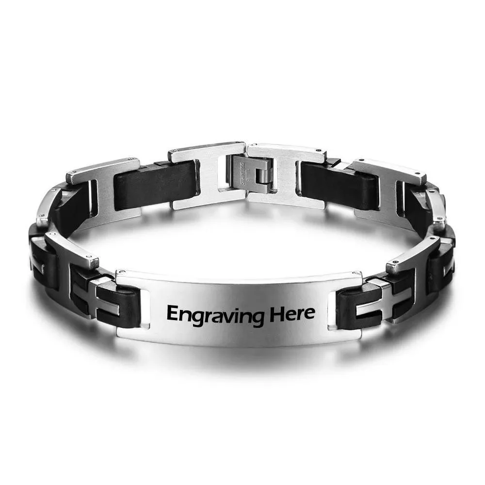 Personalized Stainless Steel Bracelet For Men - Fashion Jewelry For Men - Biker Chain Design Bracelet For Men