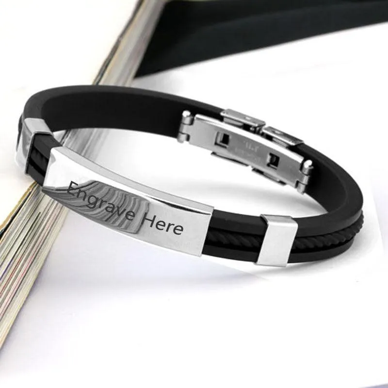 Personalized Stainless Steel Engraved Bracelets for Men, Fashion Jewelry Bangles Gift for Him