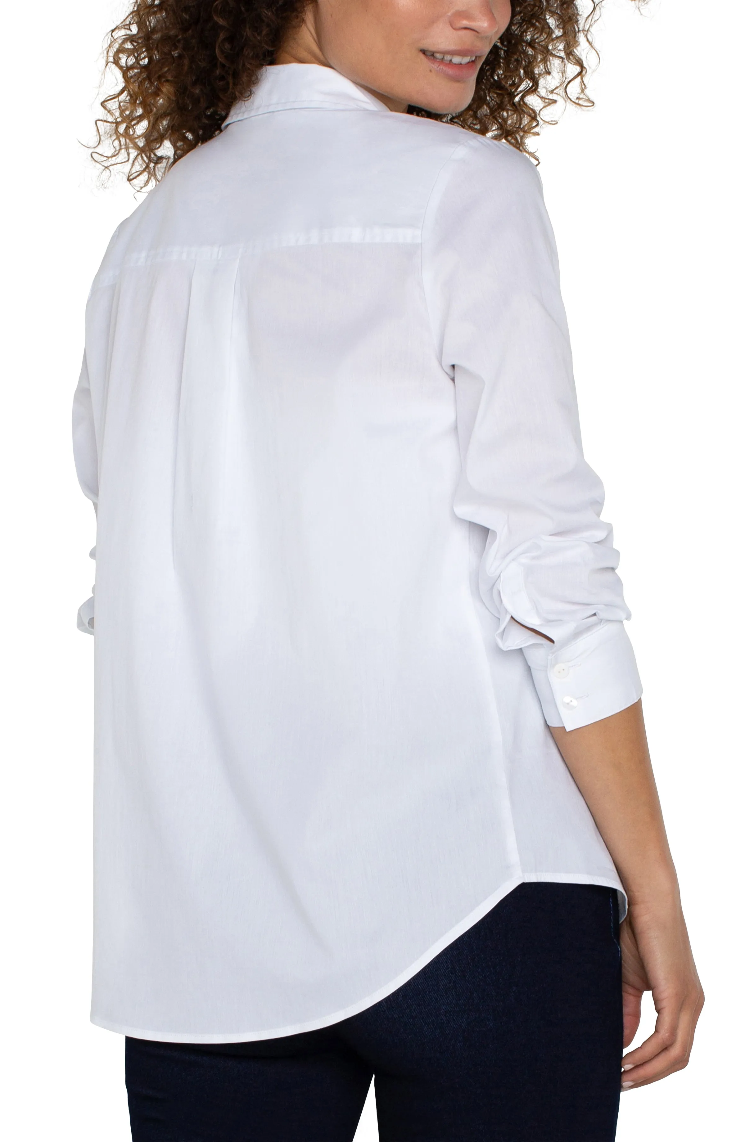 PETITE CLASSIC BUTTON FRONT POPLIN SHIRT