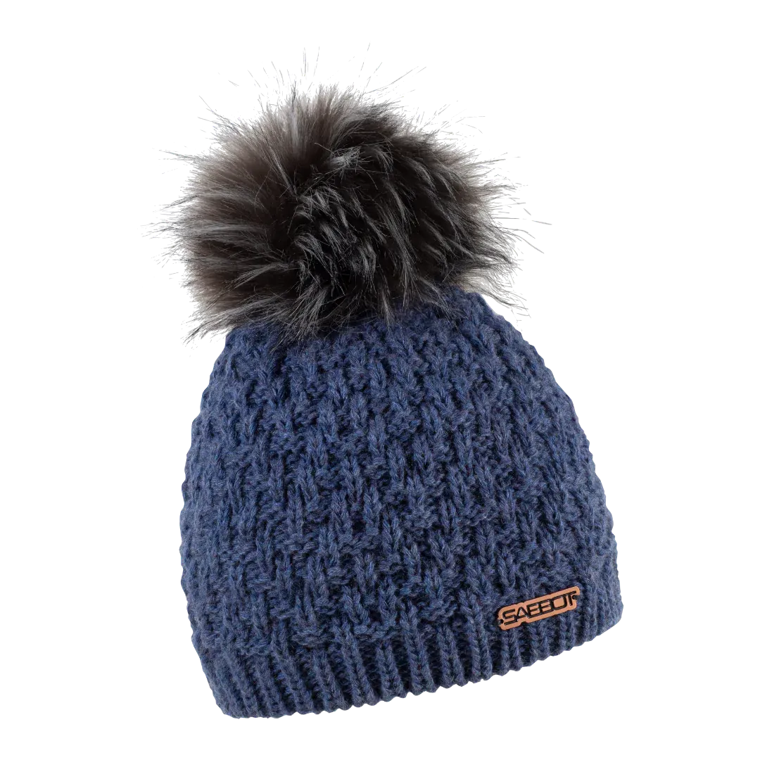 Petra Denim Blue Faux Fur Beanie Hat