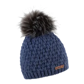 Petra Denim Blue Faux Fur Beanie Hat