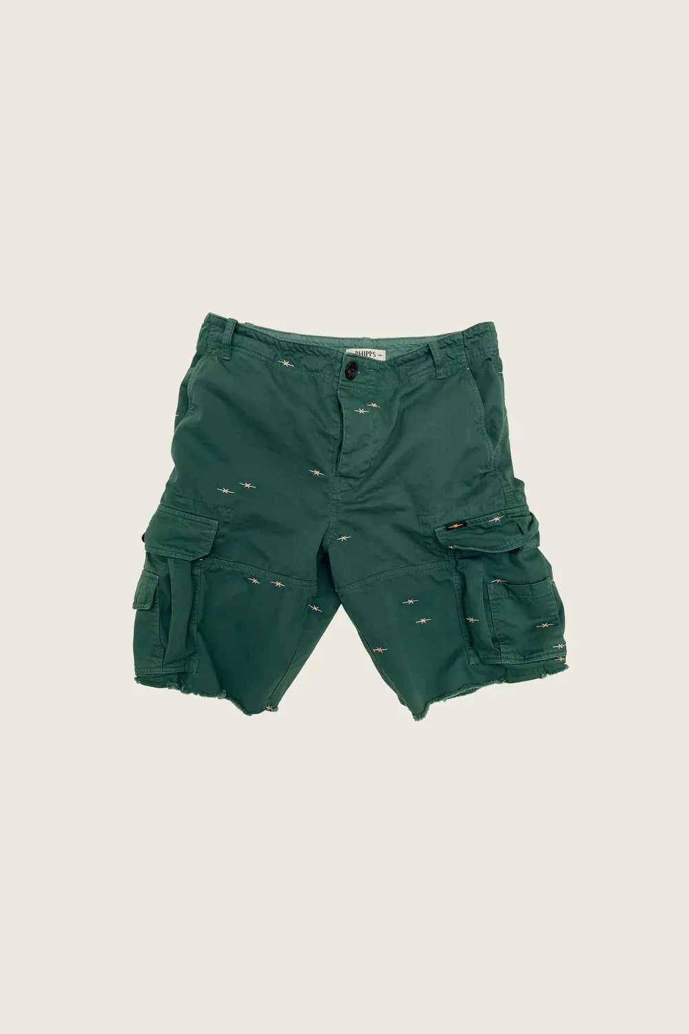 PHIPPS STAR EMBOIRDERED CARGO SHORTS GREEN