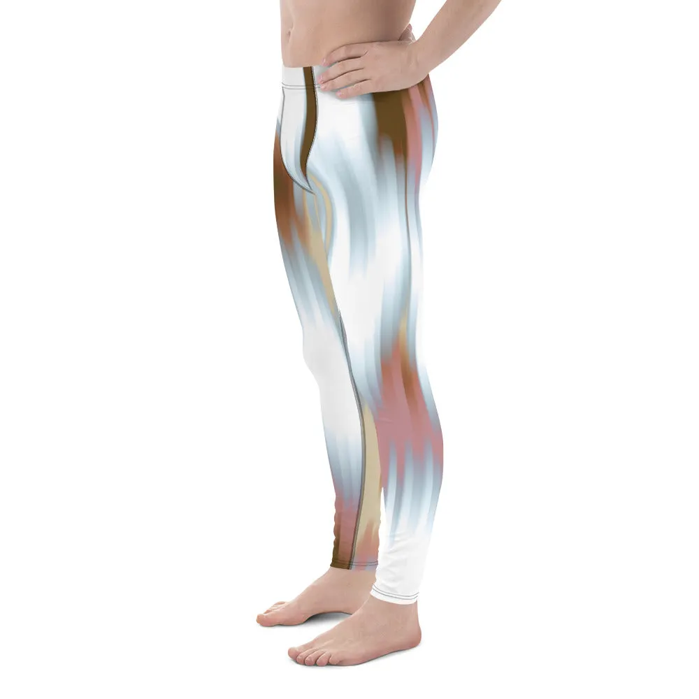 Pink White Abstract Meggings, Abstract Best Mixed Colorful Meggings Running Tights For Men-Made in USA/EU/MX