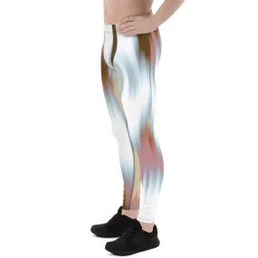 Pink White Abstract Meggings, Abstract Best Mixed Colorful Meggings Running Tights For Men-Made in USA/EU/MX