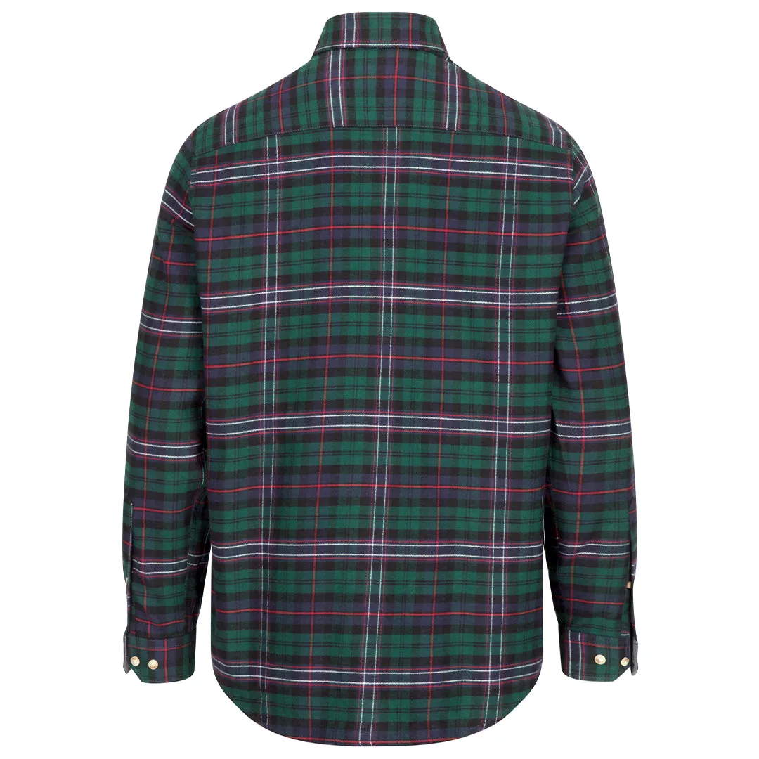 Pitscottie Flannel Shirt - Dark Green Tartan Check by Hoggs of Fife