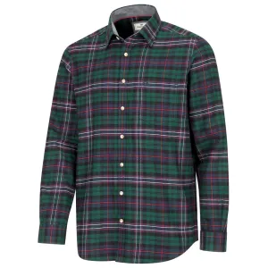 Pitscottie Flannel Shirt - Dark Green Tartan Check by Hoggs of Fife