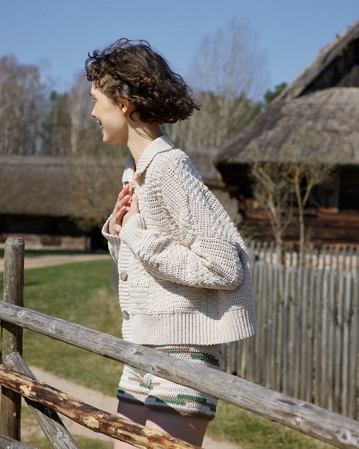 Prietema: Oat Milk Crochet Cotton Jacket