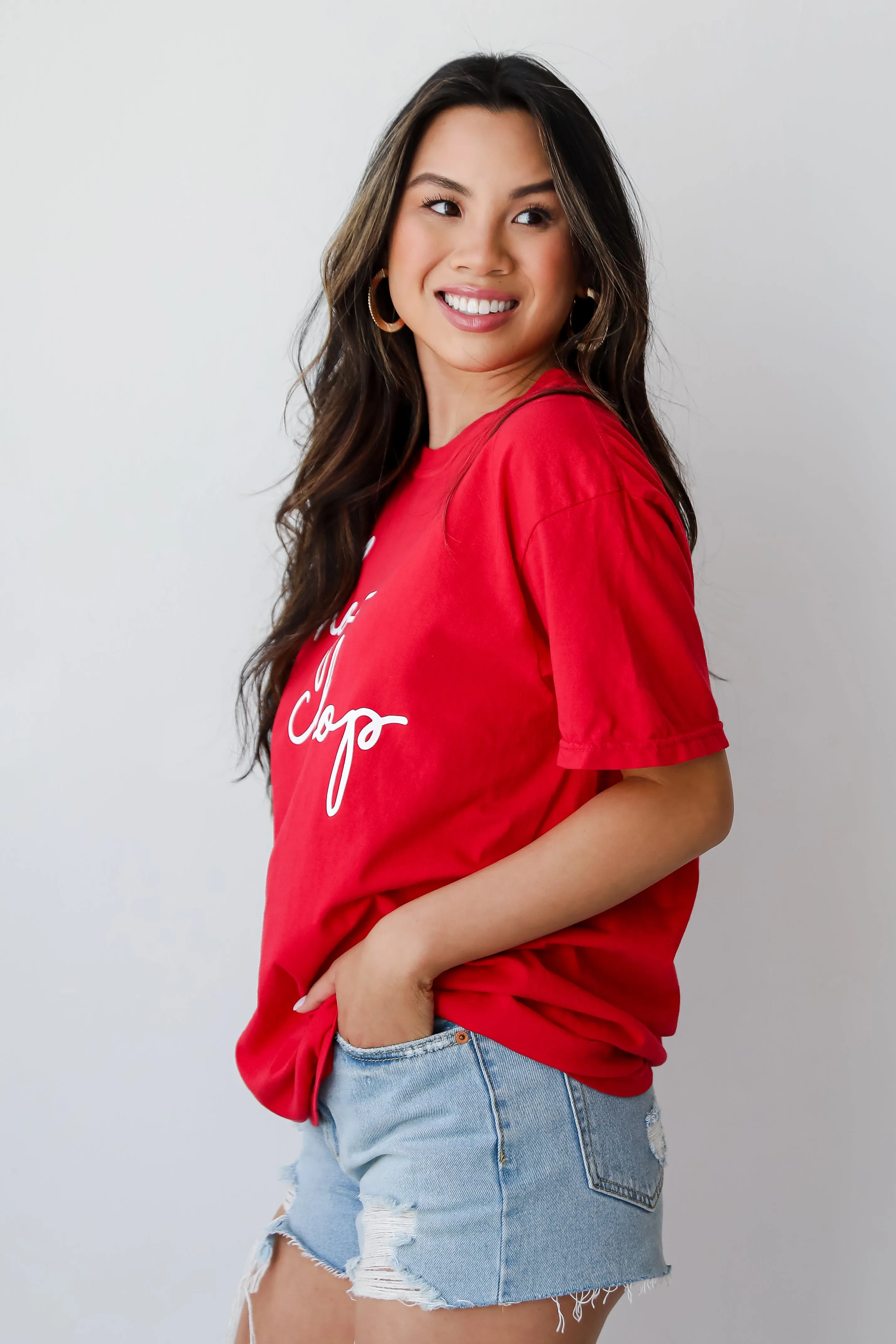 Red Chop Chop Script Tee