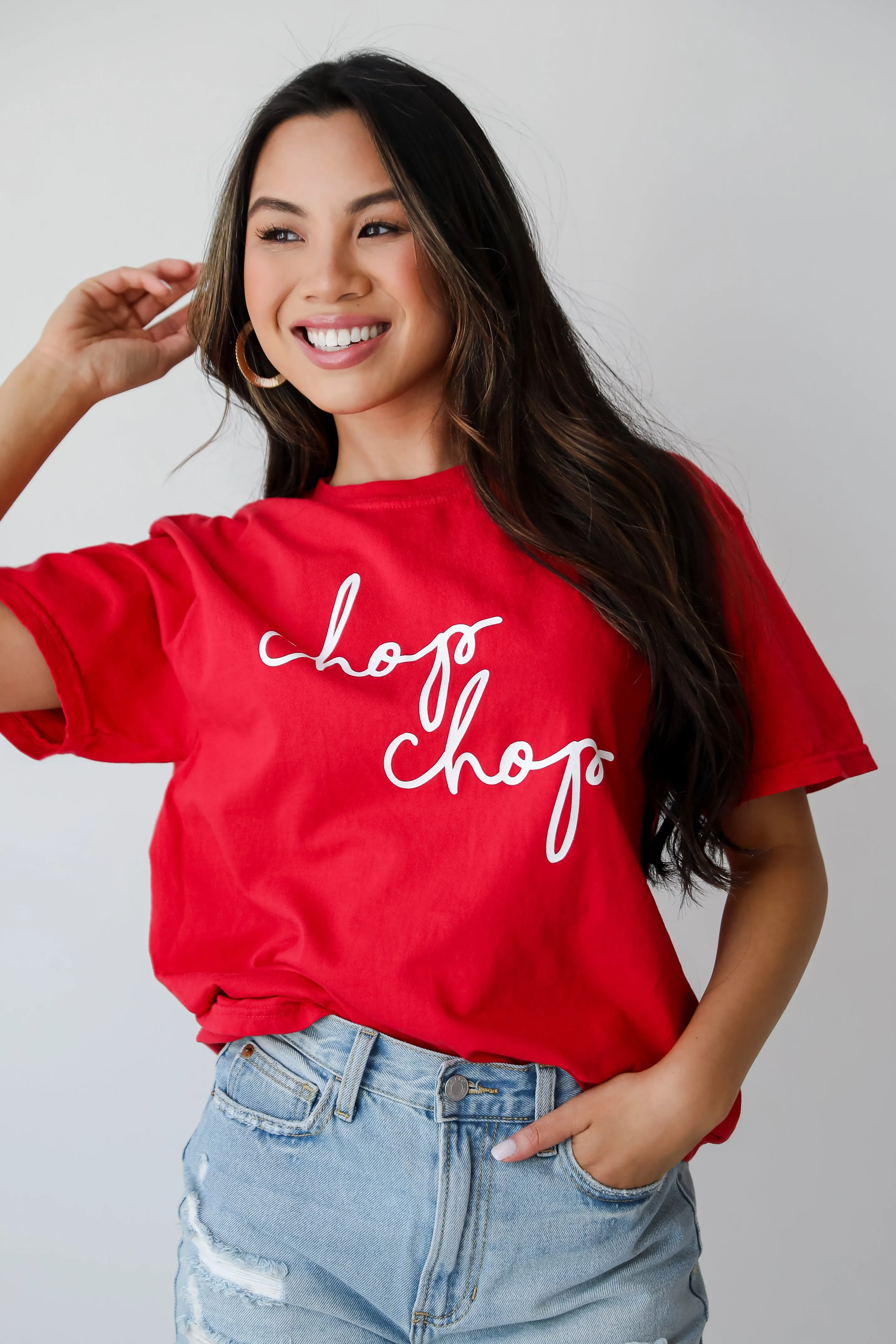 Red Chop Chop Script Tee