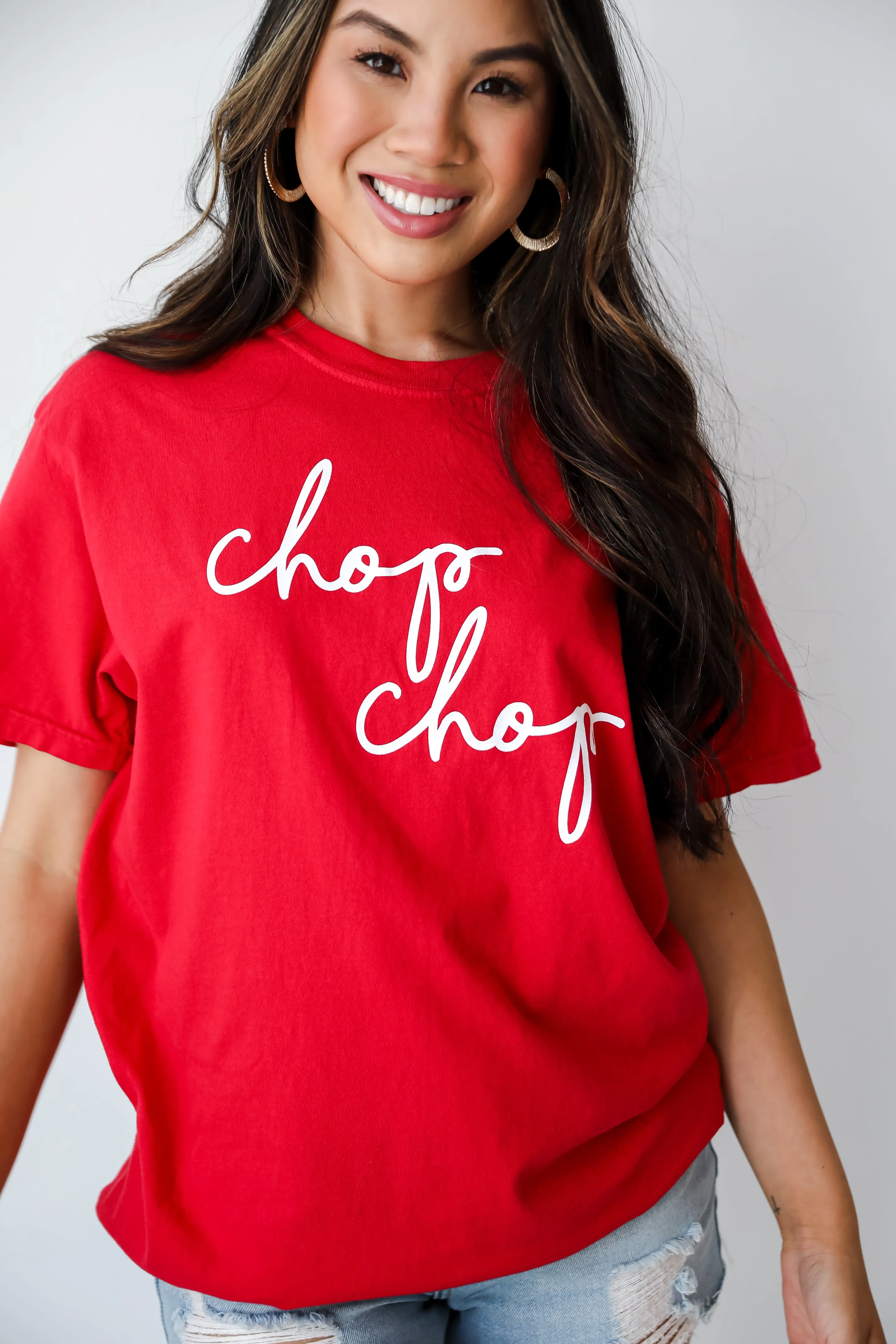 Red Chop Chop Script Tee