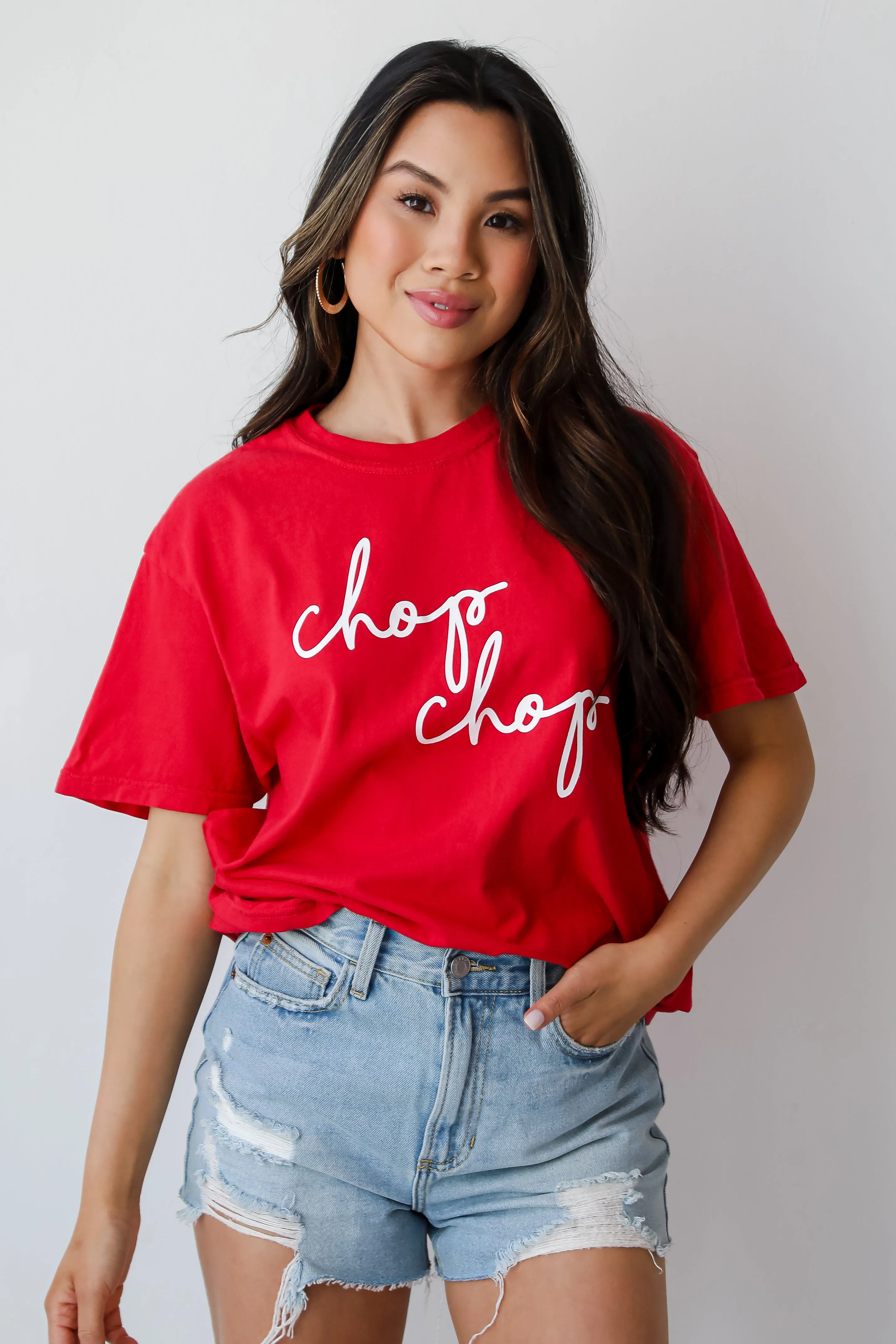 Red Chop Chop Script Tee