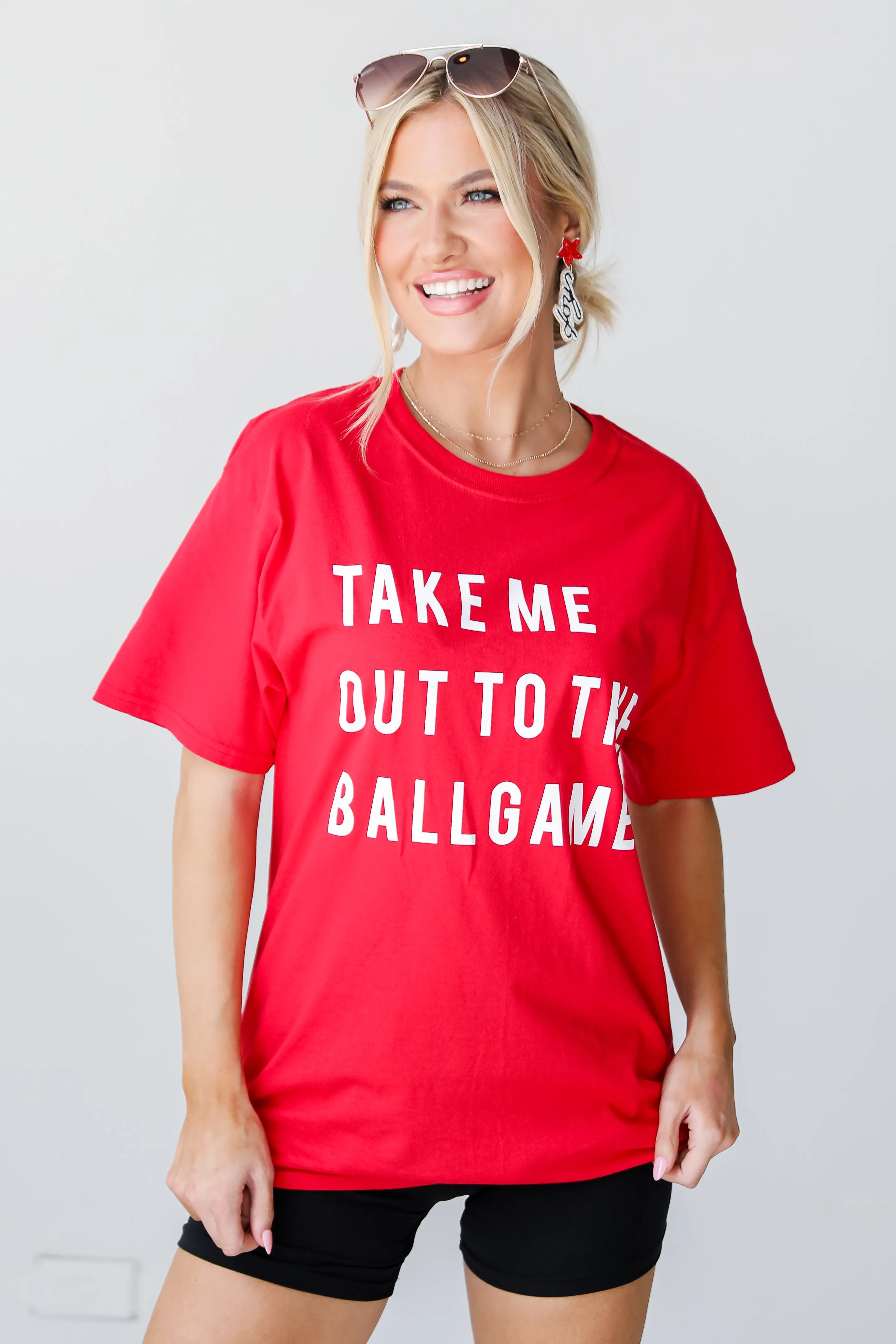 Red Take Me Out To The Ballgame Tee