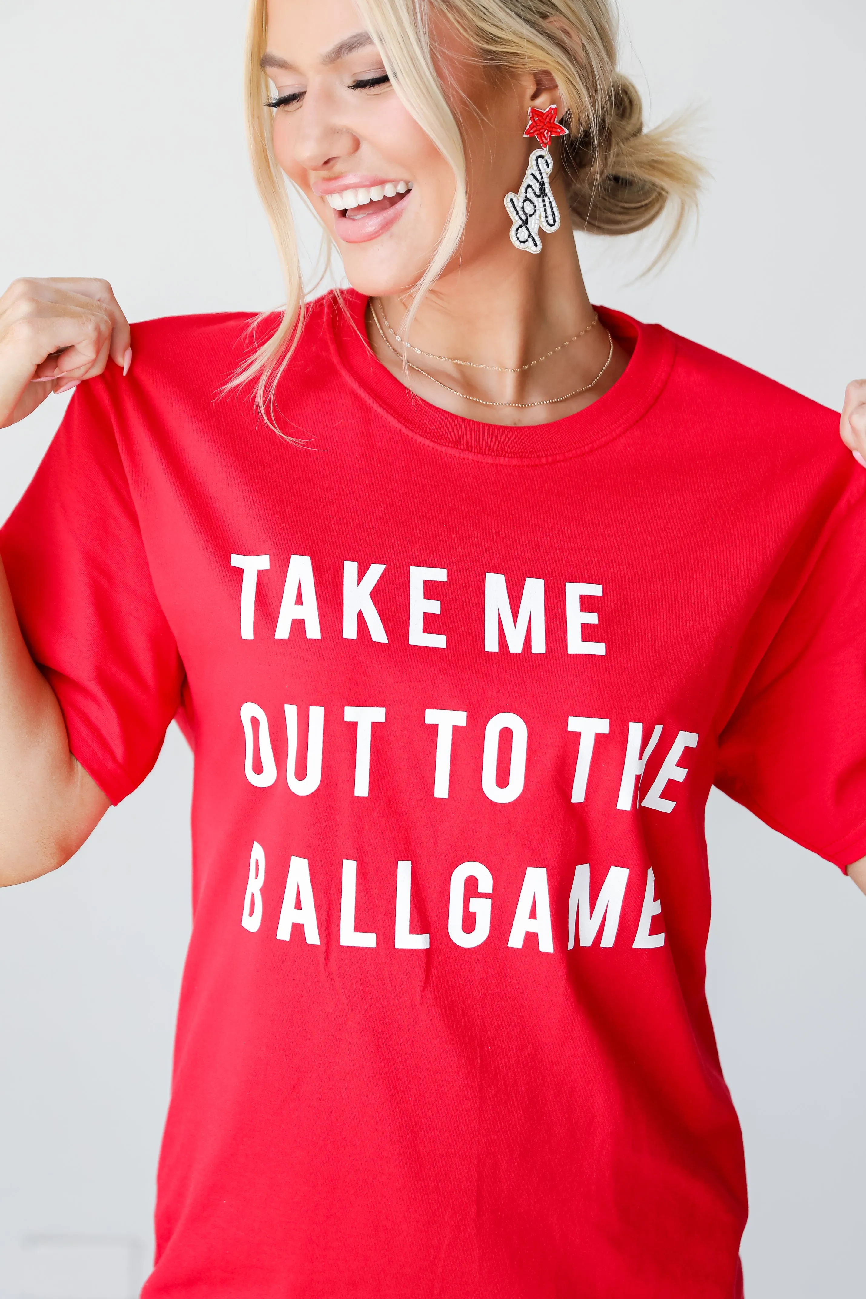 Red Take Me Out To The Ballgame Tee