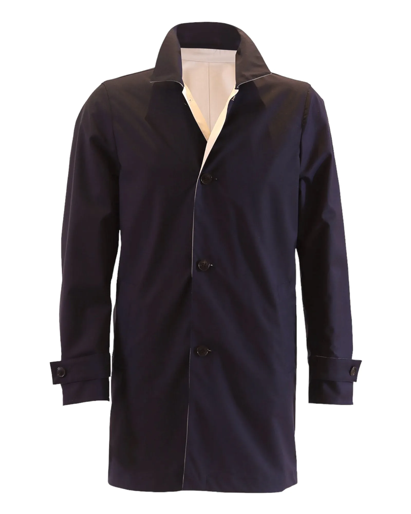 Reversible Trench Coat - Navy & Beige