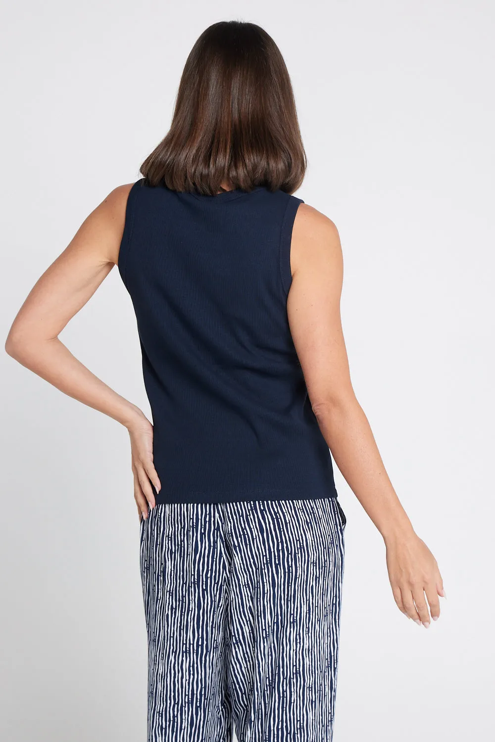 Rib Crew Tank - Dark Sapphire