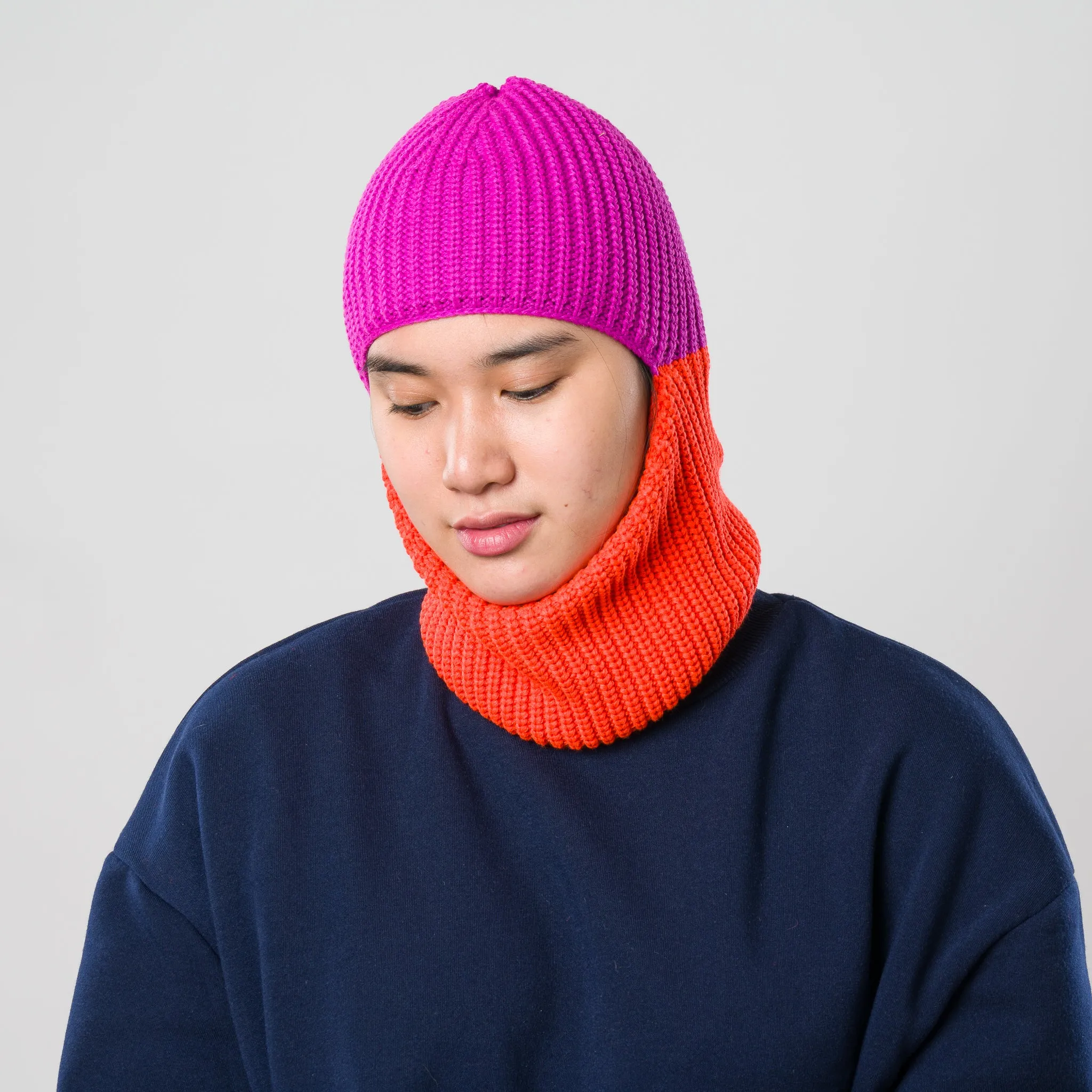 Ribbed Colorblock Balaclava