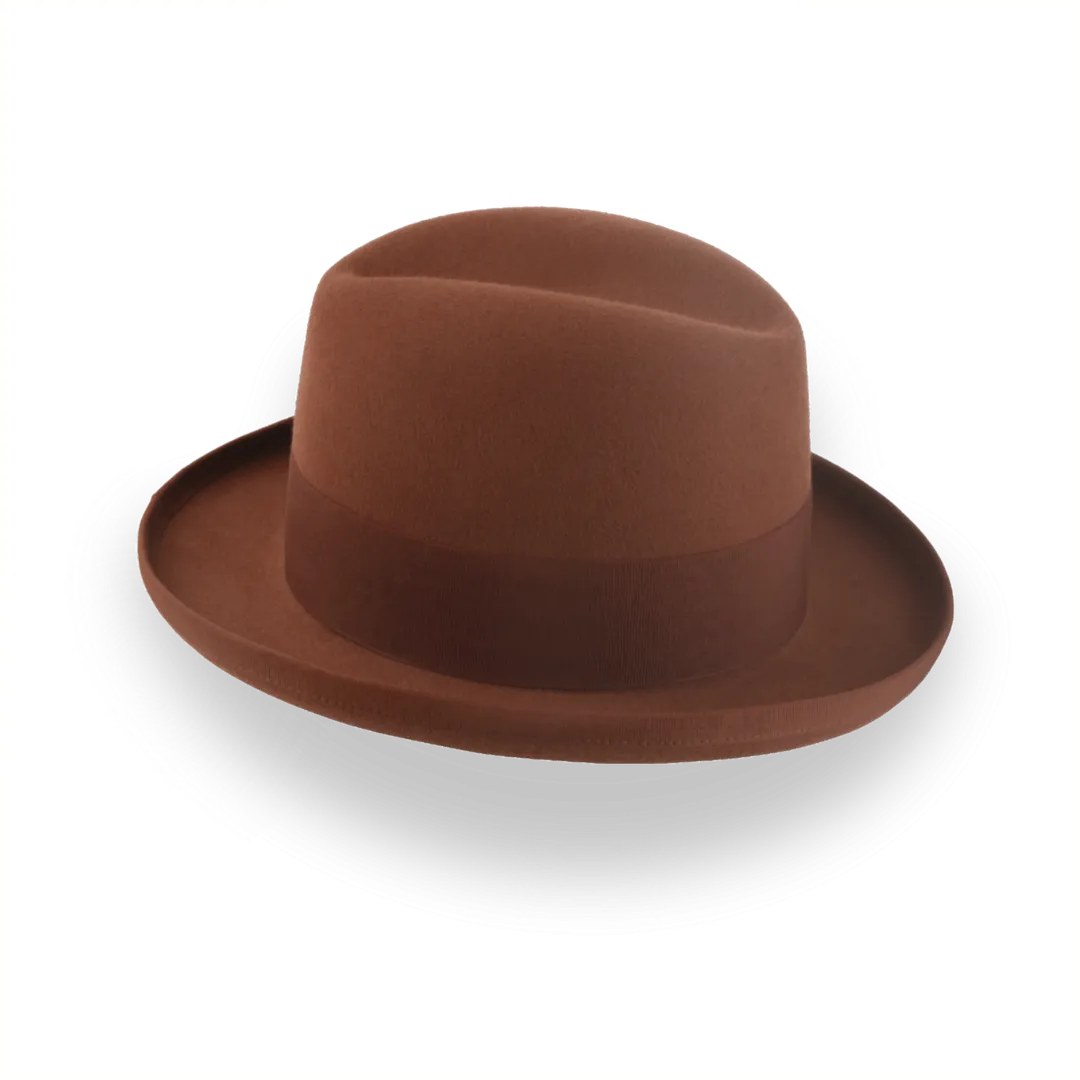 Rust Homburg Hat For Men in Rich Fur Felt | The Mage