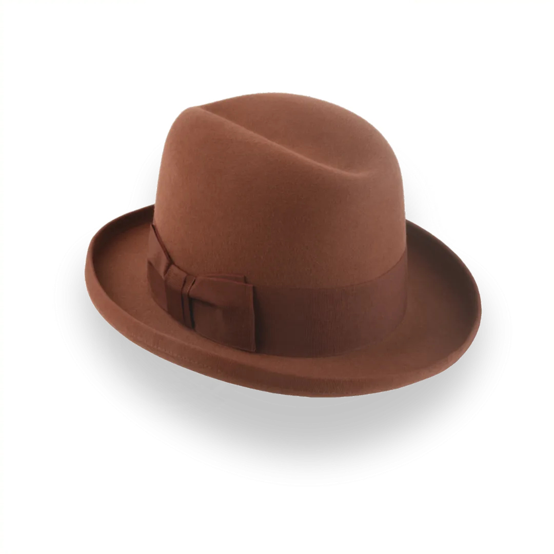 Rust Homburg Hat For Men in Rich Fur Felt | The Mage