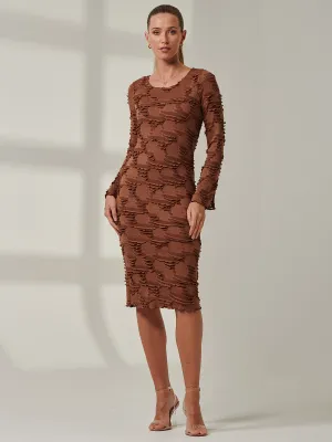 Sample Sale - Ripped Mesh Bodycon Dress, Brown