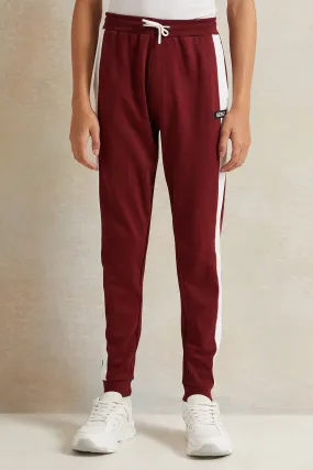 Senior Boys Burgundy And White Jogger