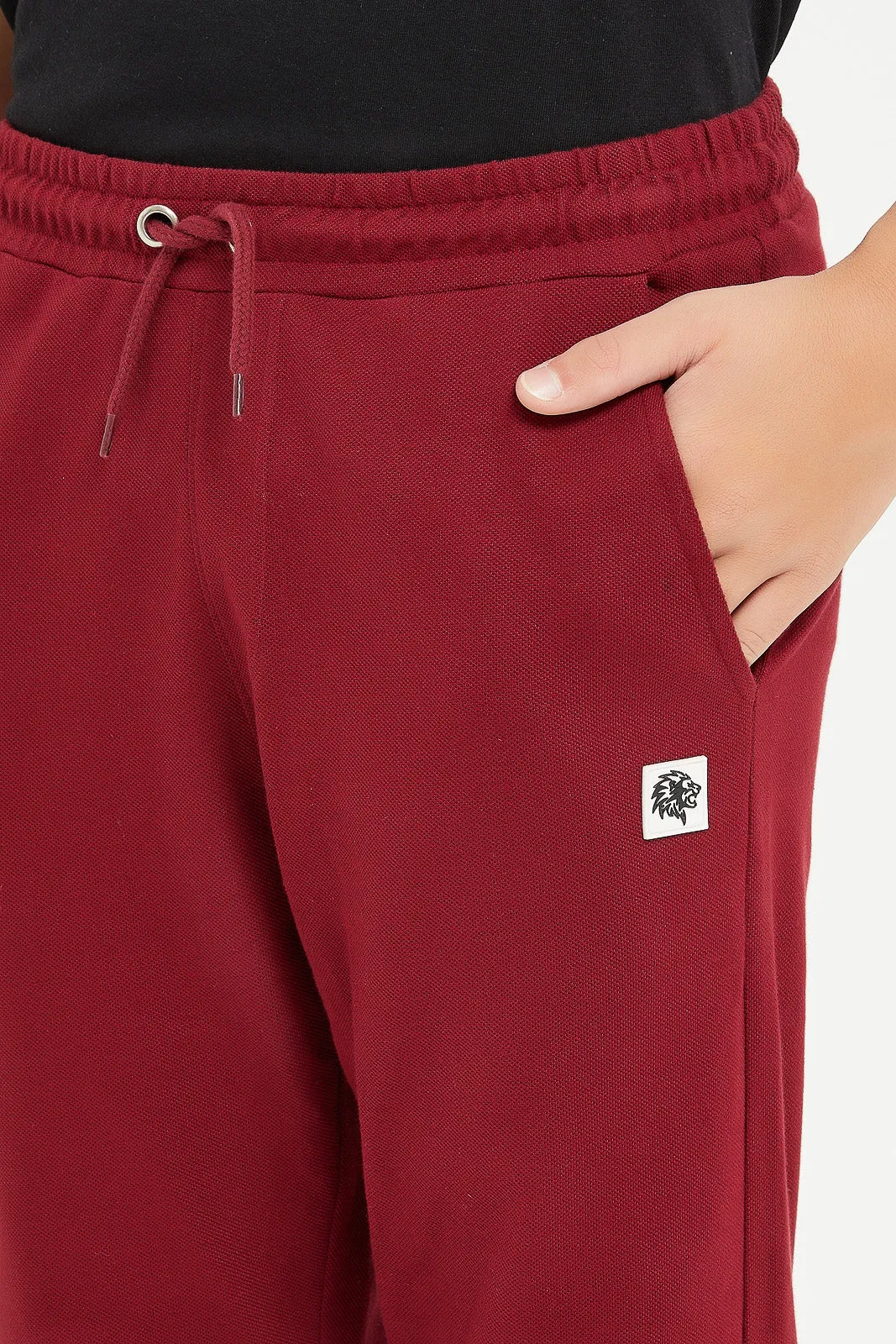 Senior Boys Burgundy Pique Active Pants