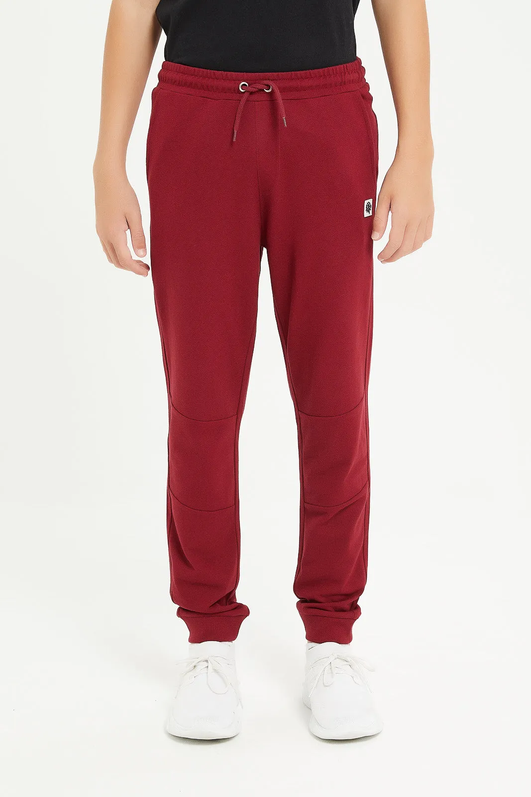 Senior Boys Burgundy Pique Active Pants