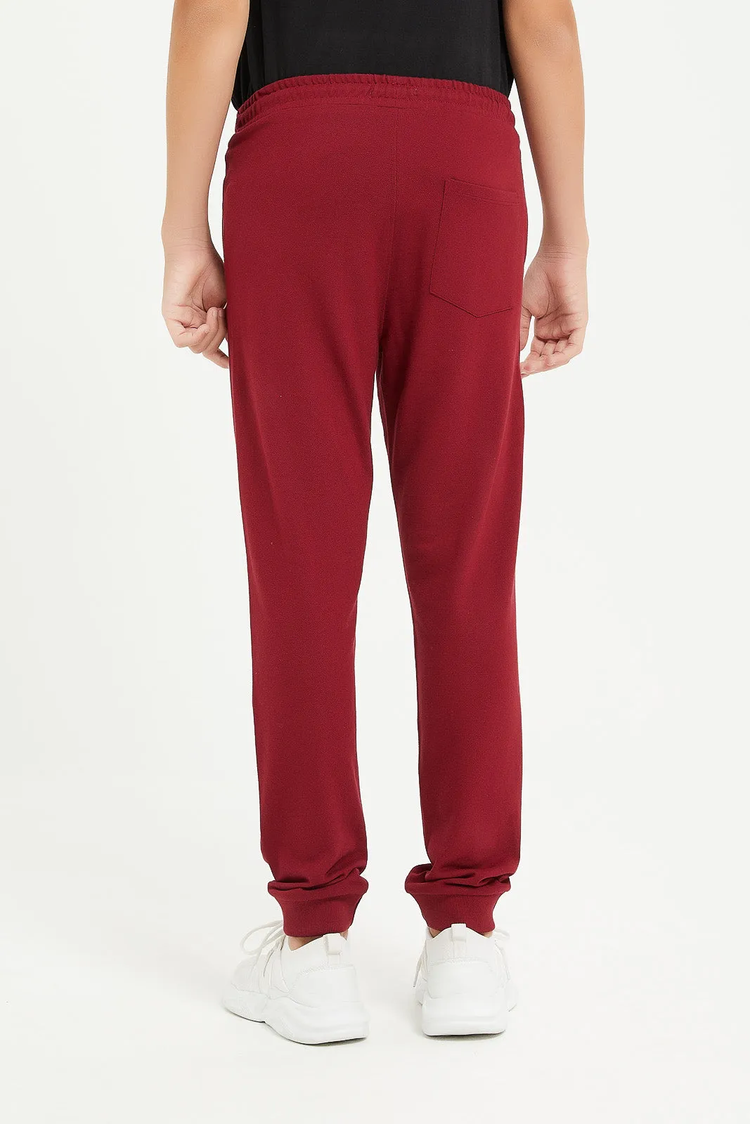 Senior Boys Burgundy Pique Active Pants