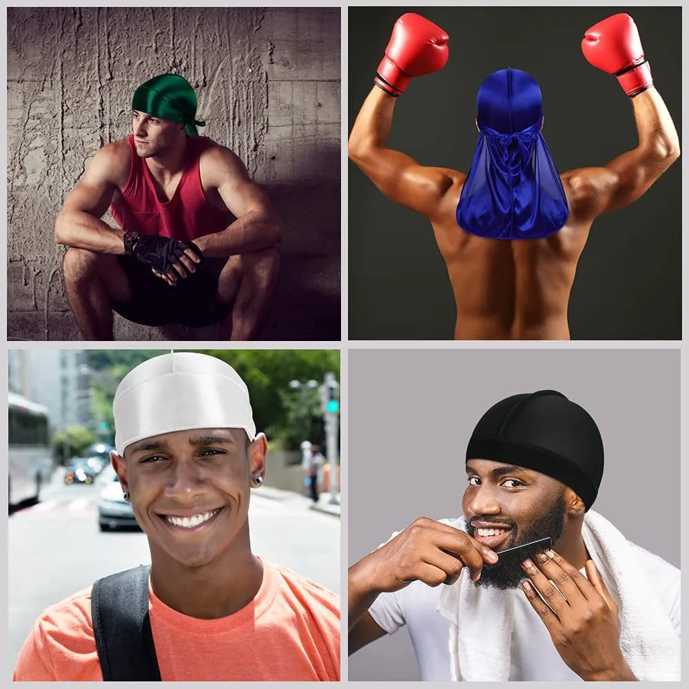 Silky Men Durag Set with Wave Cap 4 Pcs