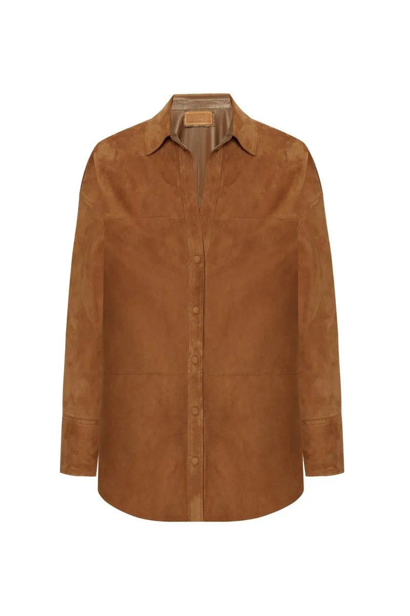 Silvia Women's Oversize Suede Leather Shirt