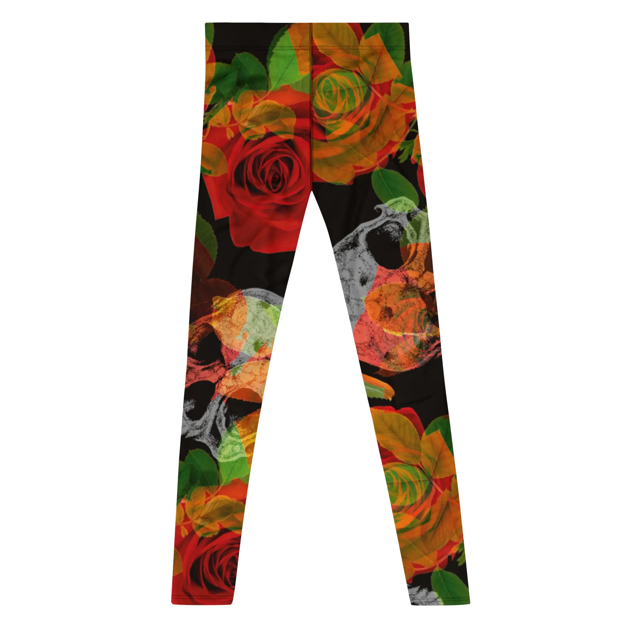 Skull Roses Best Men's Leggings, Rose Skull Leggings, Skull Leggings Men - Made in USA/EU/MX