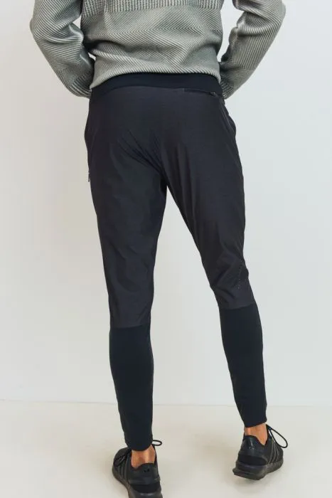 SOLD OUT Laser Cut Colorblock Athletic Joggers - Black