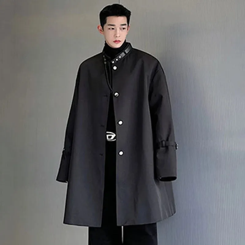 Solid Chic Belt Stand Collar Coat