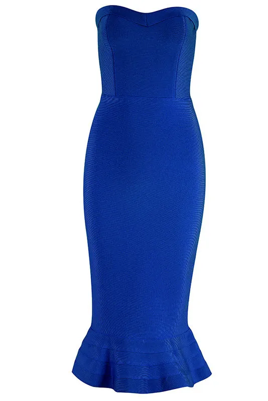 Solid Strapless Mermaid Bodycon Dress