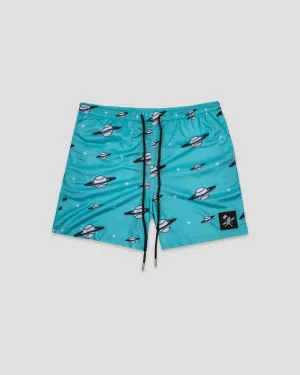 Space Ball Diamond Air Youth Mesh Shorts - Black and Teal