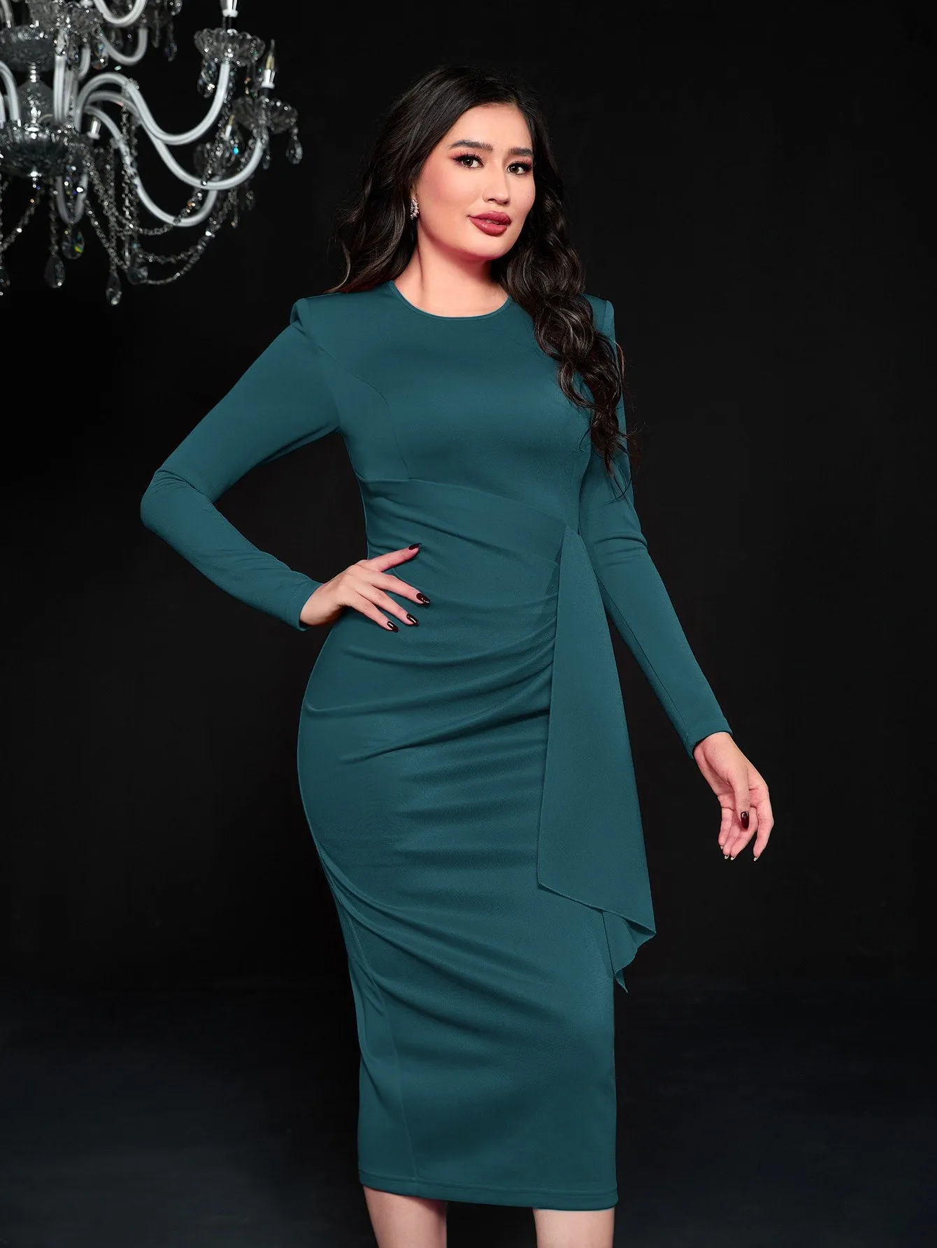 Split Hem Bodycon Dress Without Brooch