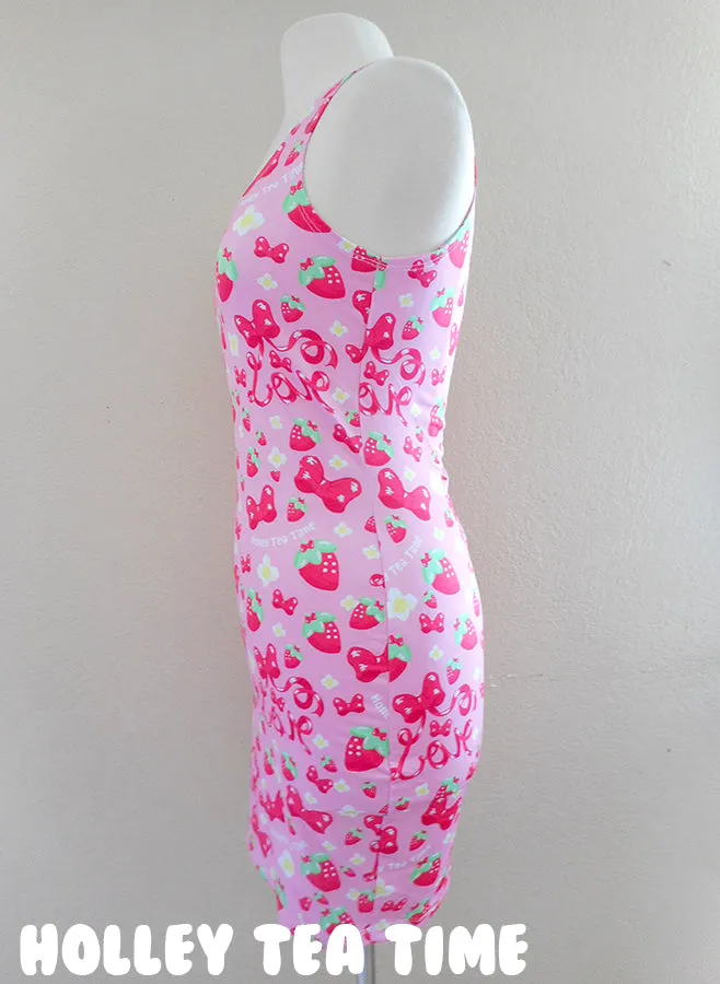 Strawberry Ribbon Bodycon Dress [made to order