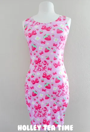 Strawberry Ribbon Bodycon Dress [made to order