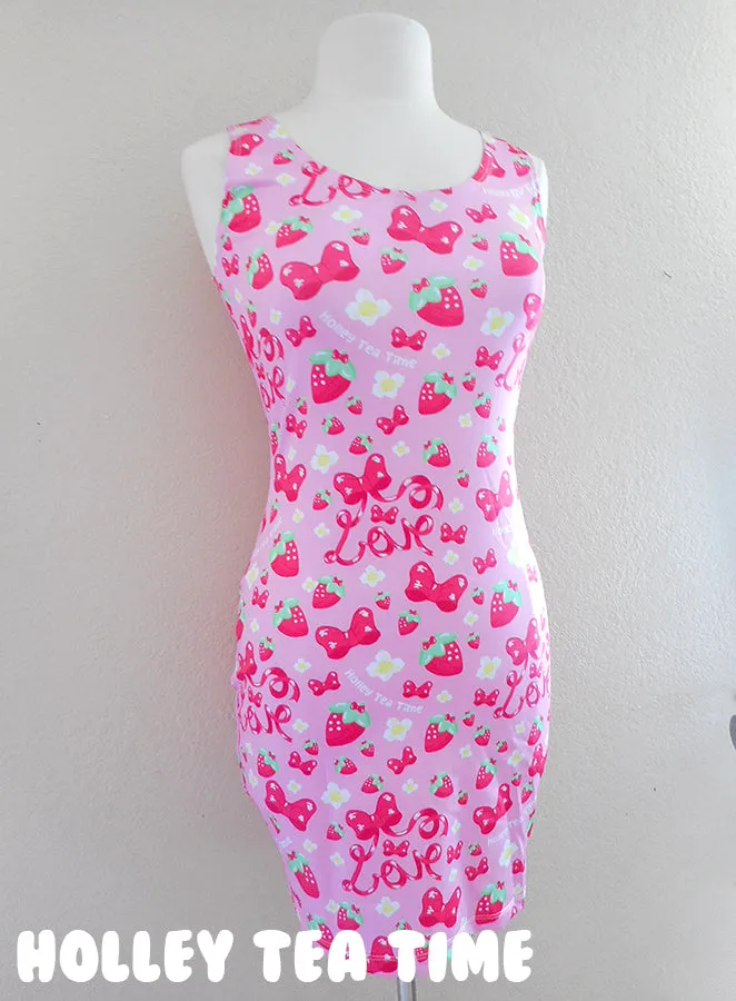 Strawberry Ribbon Bodycon Dress [made to order