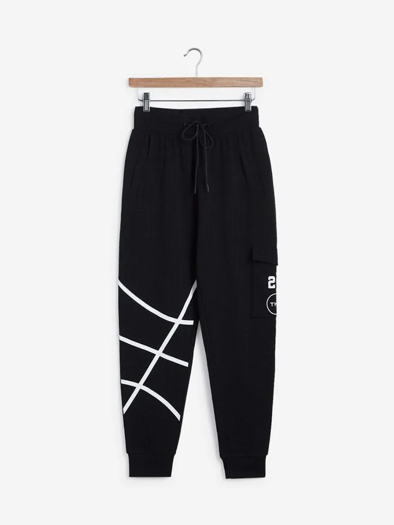 Studiofit Black Printed Joggers