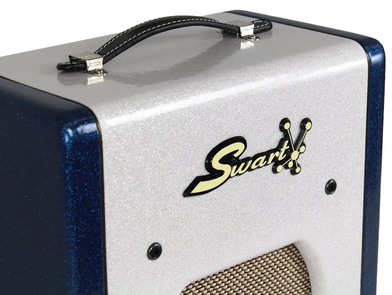 Swart Space Tone Atomic Jr Amp, White, Blue Sparkle