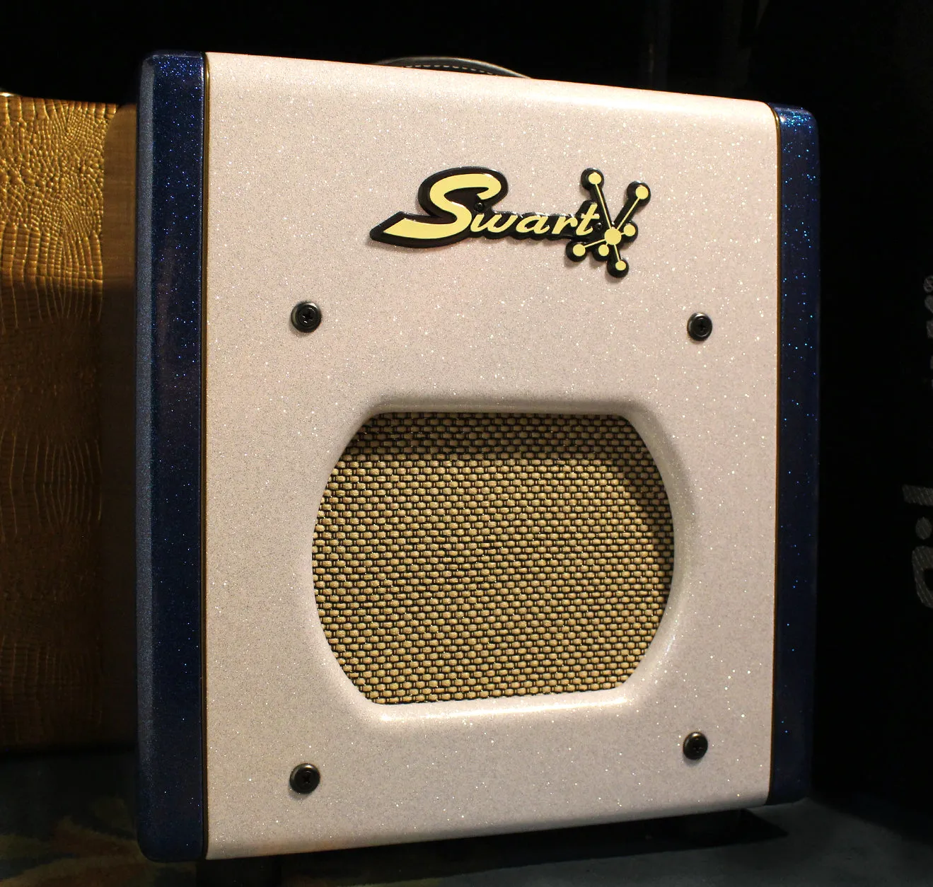 Swart Space Tone Atomic Jr Amp, White, Blue Sparkle