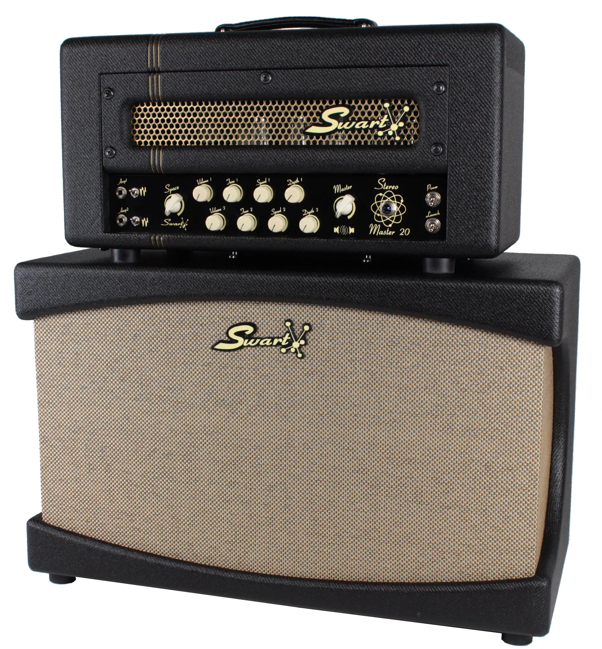 Swart Stereo Master 20 Head, 2x12 Stereo Cab, Dark Tweed