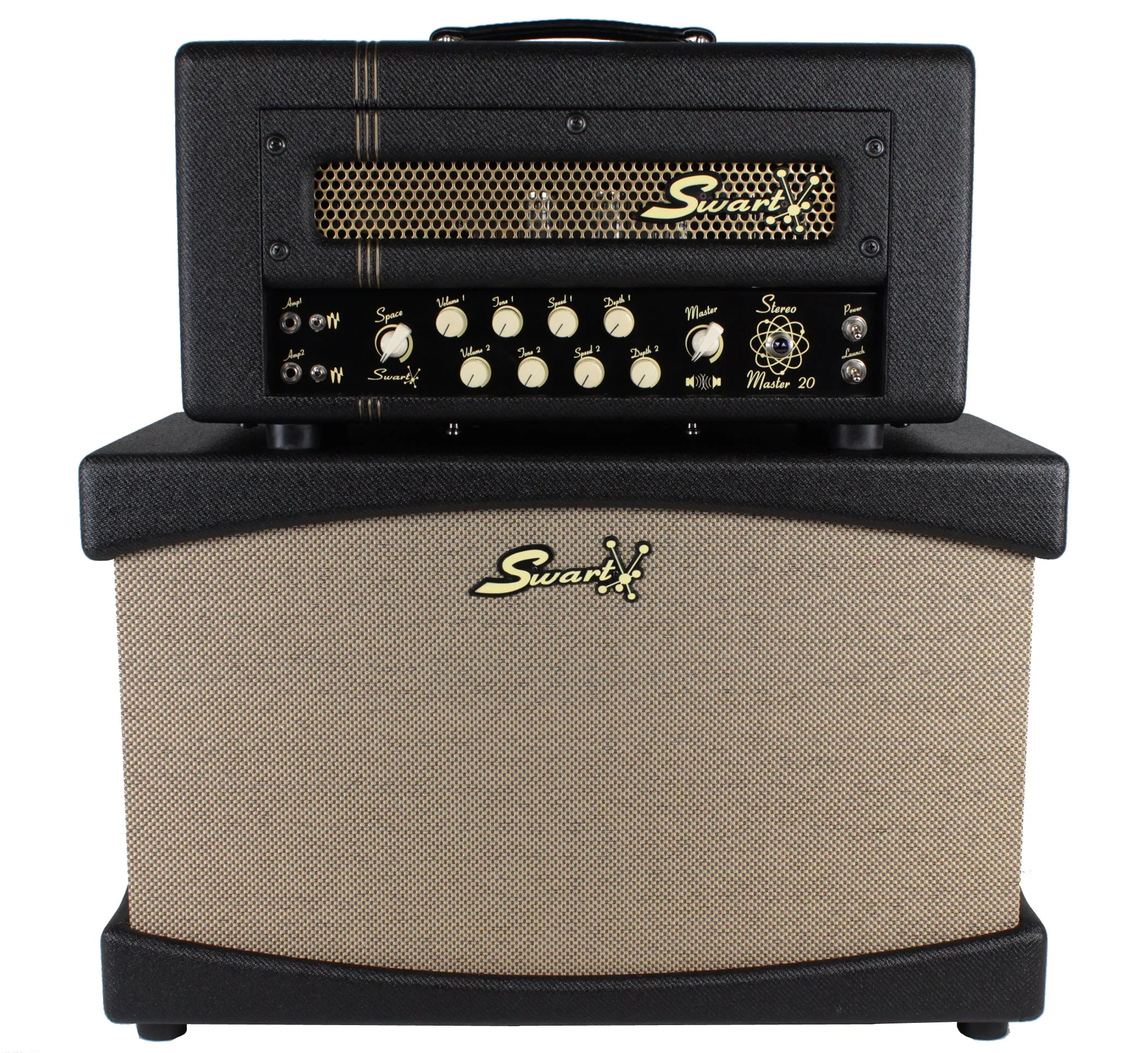 Swart Stereo Master 20 Head, 2x12 Stereo Cab, Dark Tweed