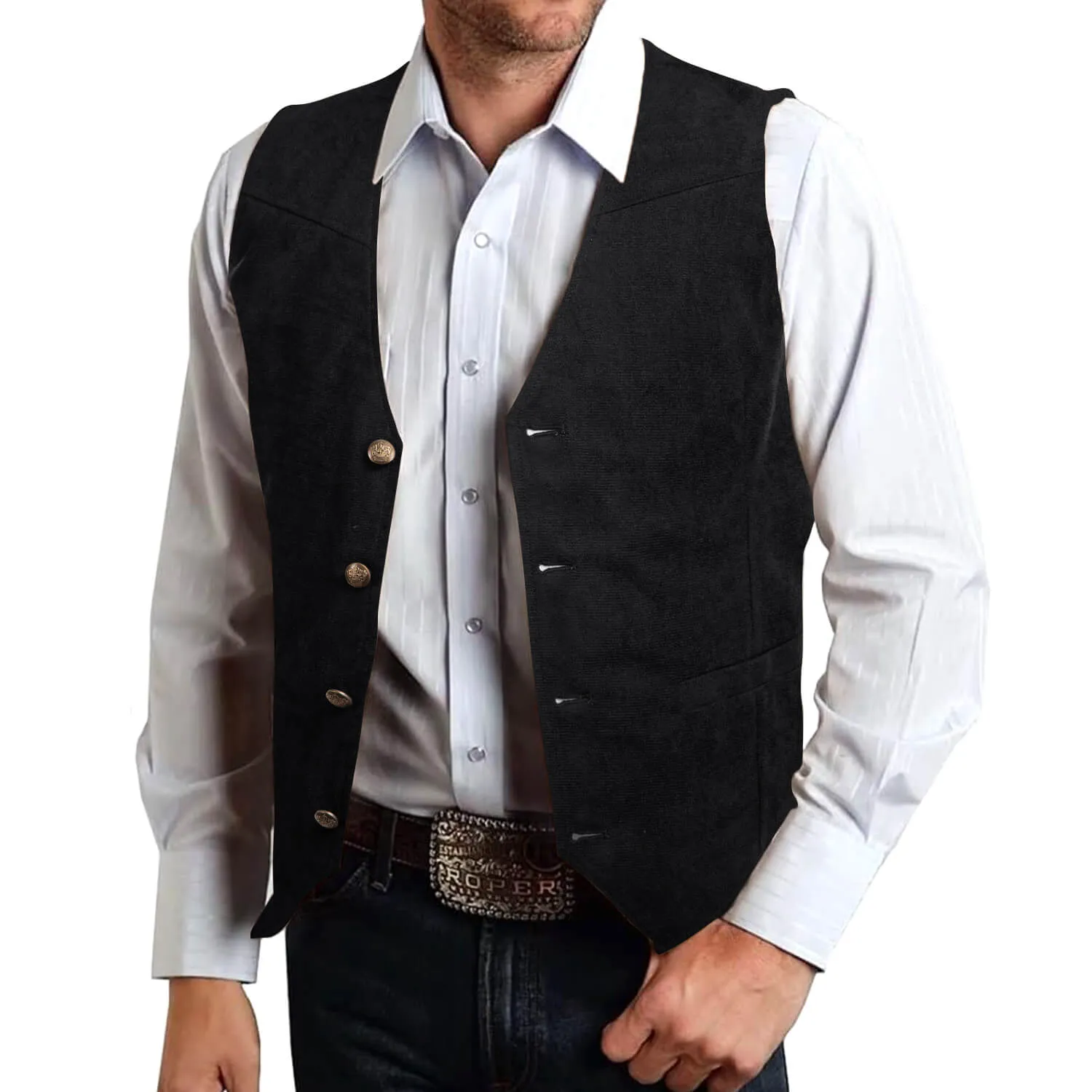 Ties2you Vest for Mens Black Suede Waistcoat Solid Single Vest Classic Hot