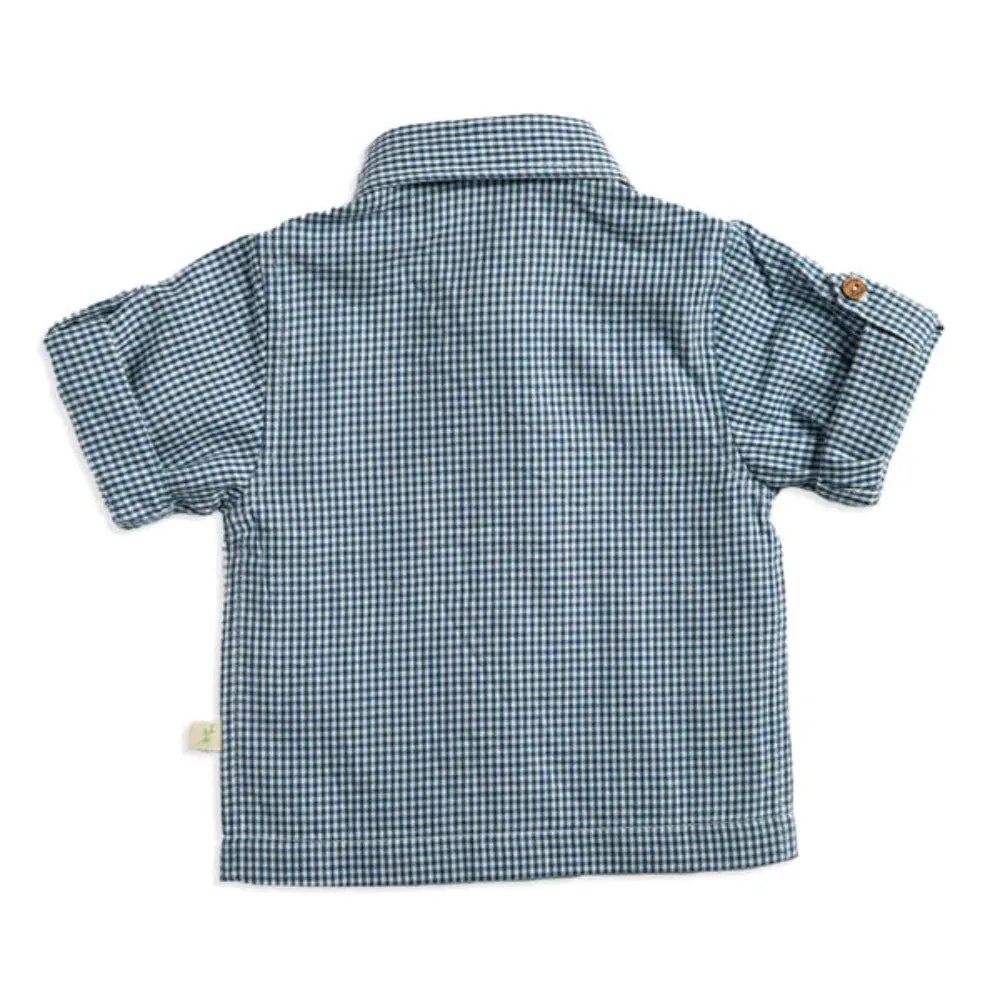 Tiny Twig Navy Gingham Cambric Shirt