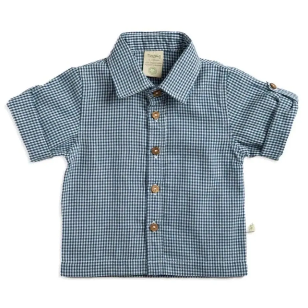 Tiny Twig Navy Gingham Cambric Shirt