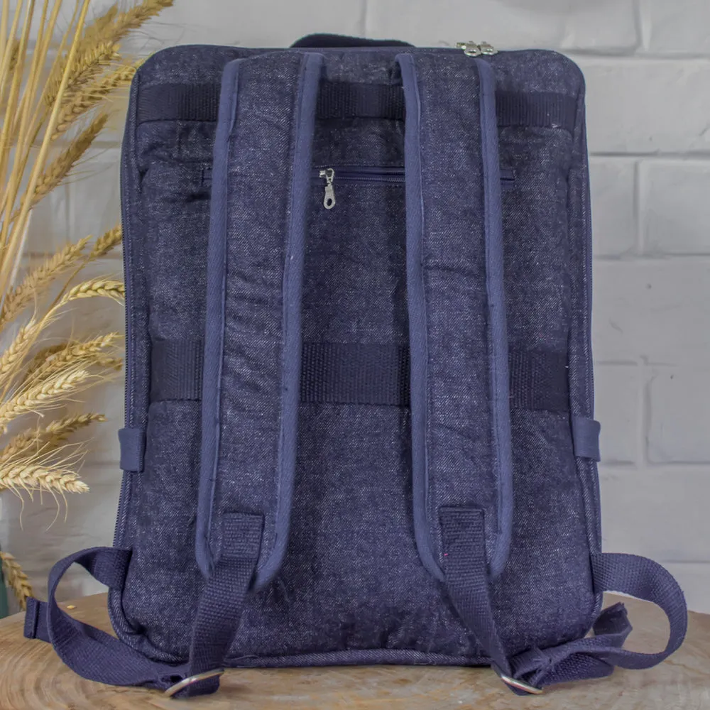 Upcycled Denim Unisex Office Travel Backpack Bags