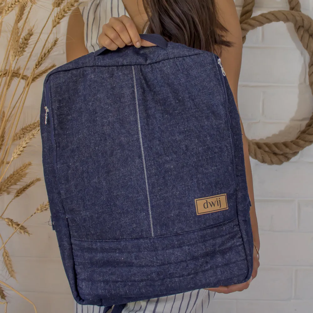 Upcycled Denim Unisex Office Travel Backpack Bags