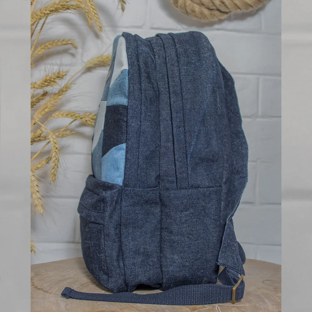 Upcycled Patched Denim & Felt Jeans Travel Backpack